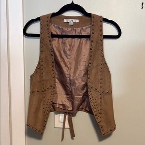 Forever 21 Tan Brown Studded Faux Suede Vest - Medium